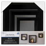 Modern Black Wood Cube Shelf Set Stylish Floating Storage Easy Installation Home Office Décor 3 Piece Set Holds 5Lbs Each