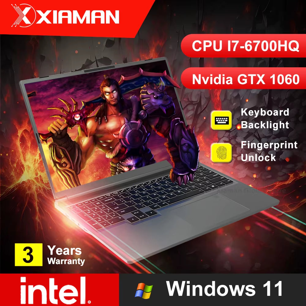 16" Gaming Laptop  Core I7-6700Hq GTX 1060 IPS 1920*1200 Notebook PC Gamer 16GB DDR4 1TB SSD Windows 11 Pro Laptop Computer