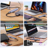USB HUB 8 in 1 with SD/TF Card Reader 3.5Mm Aux Ports for Macbook Pro Air PC Laptop Tablet