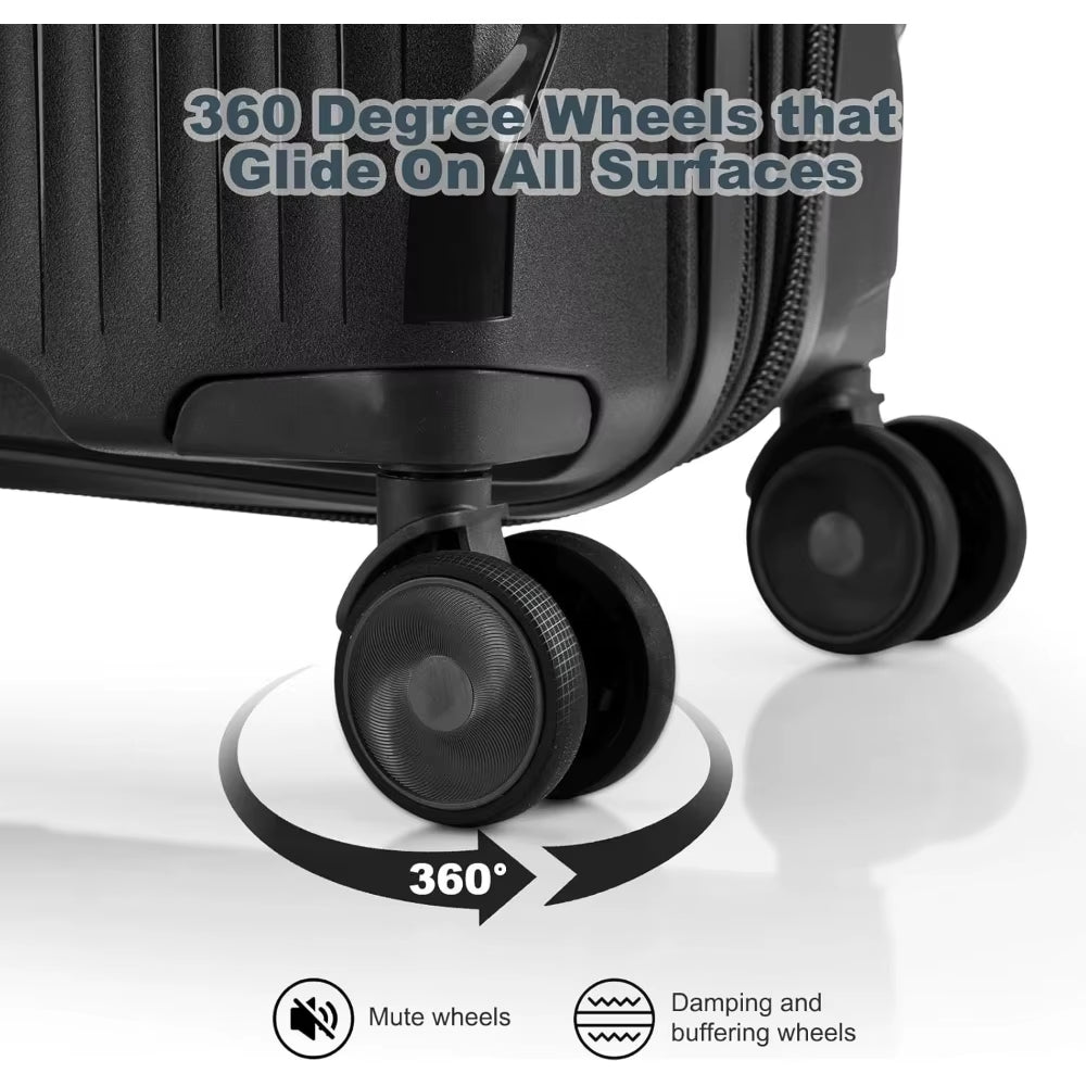 3-Piece Hardside Luggage Set with Spinner Wheels & TSA Lock, 20 Inch Carry On, 24 & 28 Inch Checked Suitcases