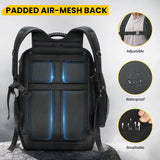 Professional Tool Backpack - Heavy-Duty Storage Bag with Multiple Compartments and Padded Straps in Black/Grey