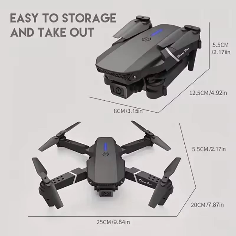 E88 Pro RC Drone WIFI FPV with HD 4K Camera Wide Angle View Height Hold Function Foldable Quadcopter Helicopter Toy Gift