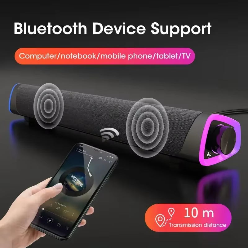 2.1 Channel Soundbar with Subwoofer, Bluetooth 5.0 Speaker System for TV/PC, USB Powered Stereo Bass HD Audio for Laptop/Macbook