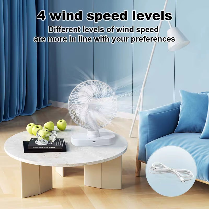 Desktop Fan Office Home Dormitory Mini Fan USB Charging Long Battery Life Shaking Head Fan Desktop Fan