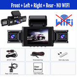 360° Car Dash Cam WIFI APP Video Recorder 1080P Car DVR 3/4 Lens Front inside Rotatable and Rear View Night Vision Black Box