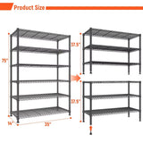 75" H Metal Shelving 6 Tier Storage Shelf Adjustable Kitchen Shelf Wire Shelving Unit Detachable Storage Rack For, Customized