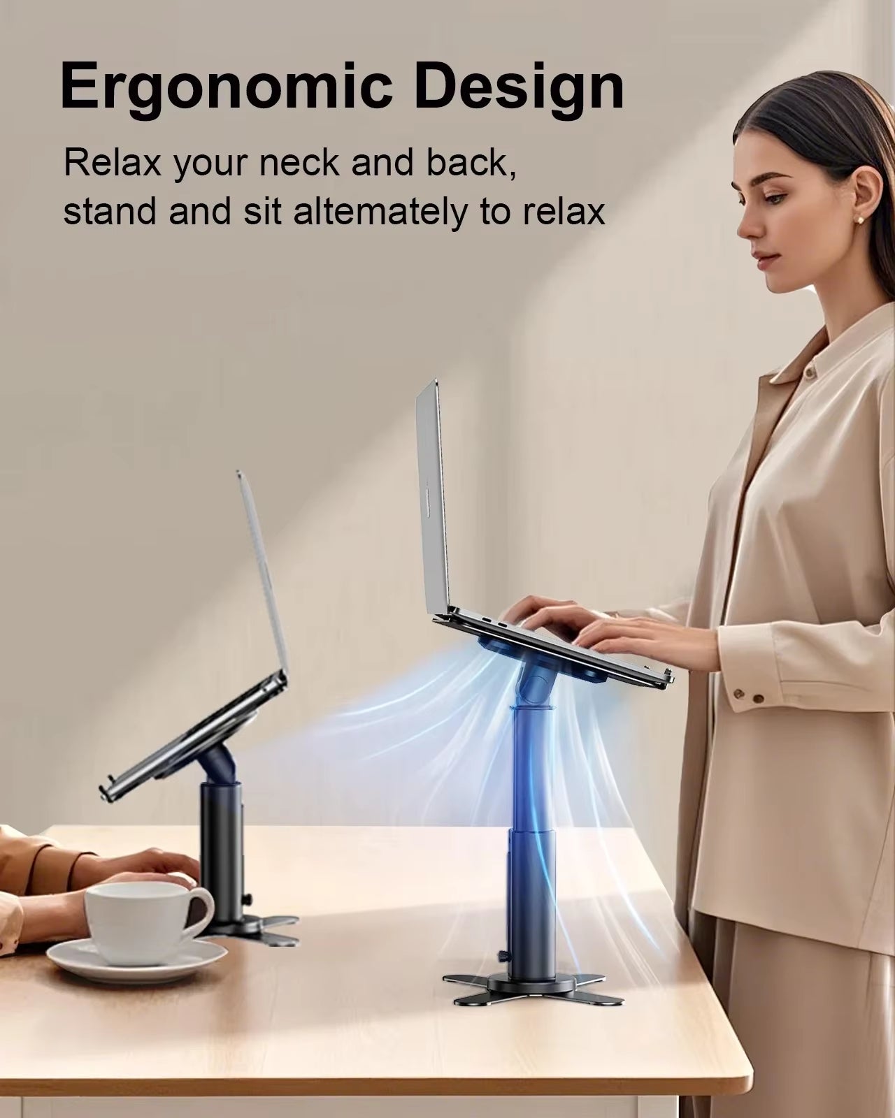 Metal Desktop Laptop Holder Riser Computer Stand Height Adjustable Portable Laptop Table Stand for 11-17.3" Device