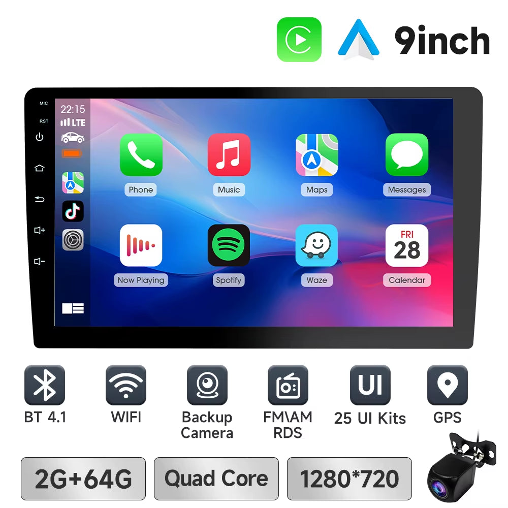 7 9 10 Inch 2Din Car Stereo with Wireless Carplay and Android Auto Car Radio with BT4.1 Backup Camera Mirror Link GPS Wifi FM AM