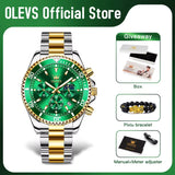 Men'S Watches Top Brand Luxury Watch for Men Original Waterproof Stainless Steel Chronograph Moon Phase Date Rota Dial