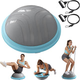 MERACH Balance Ball Trainer, 18 Inch Half Exercise Ball with Resistance Bands and Foot Pump, Half Yoga Ball