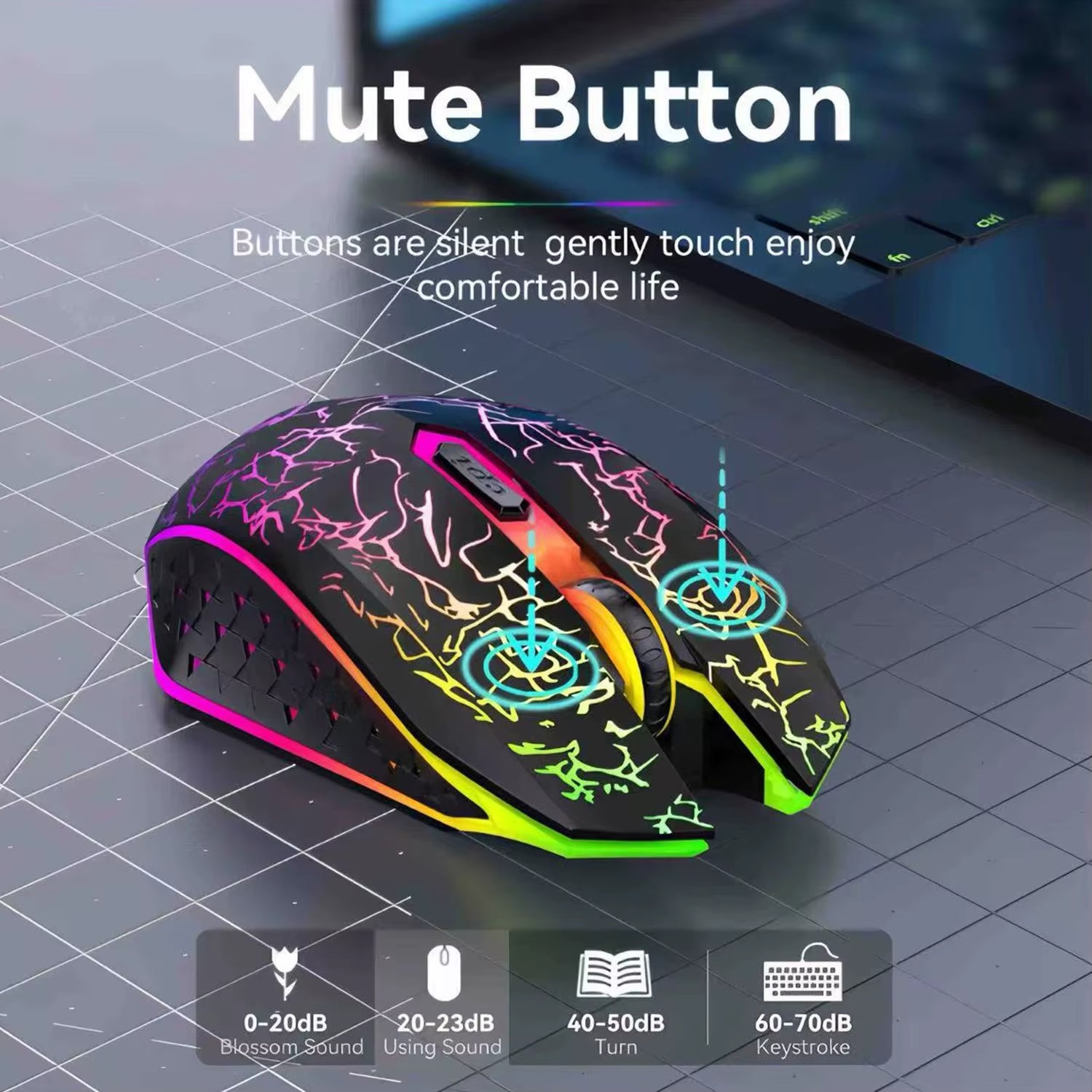2.4G Bluetooth Wireless Mouse Rechargeable 7 Colors RGB LED Backlit Gaming Mouse Ergonomic Mice for Gamer Computer Laptop Ipad