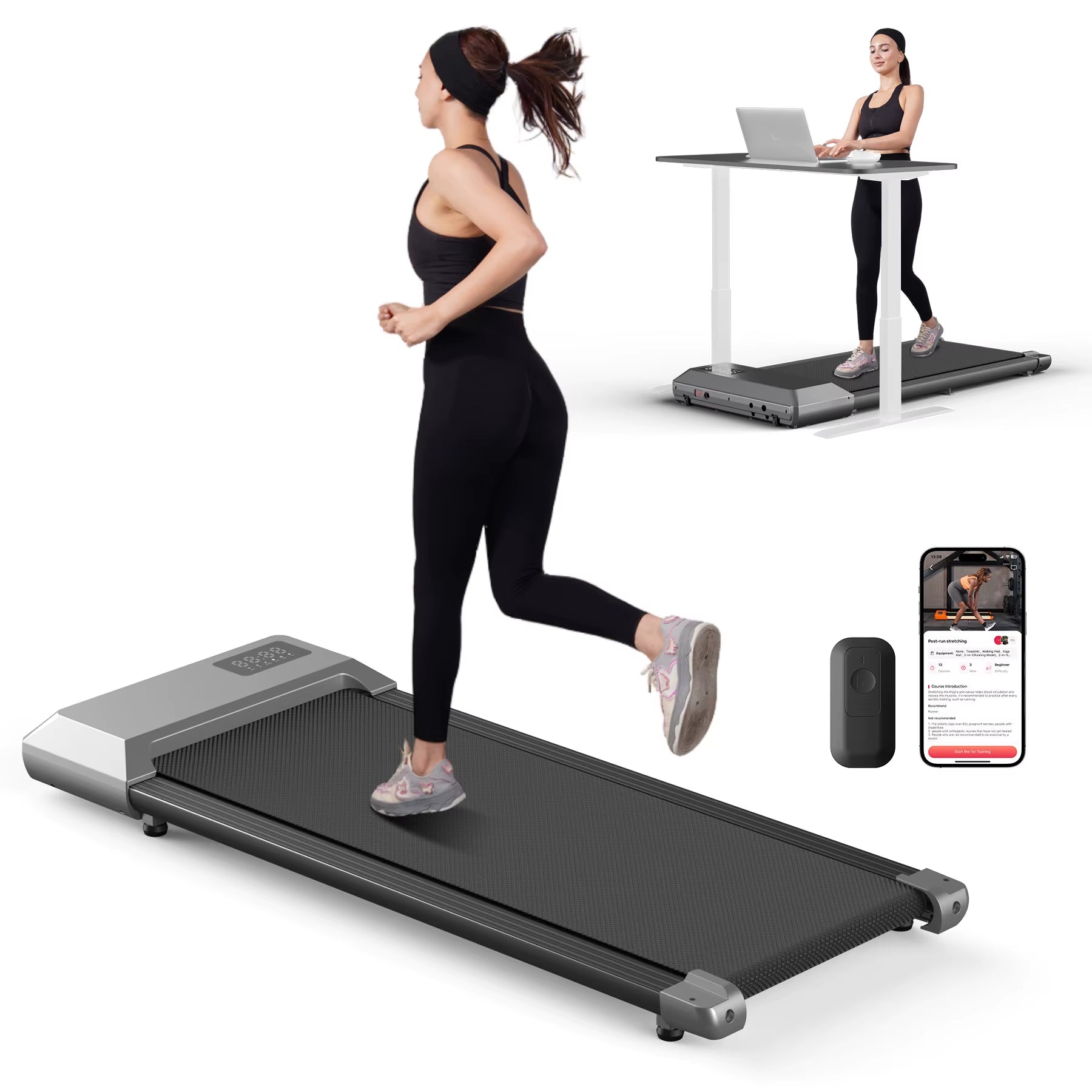 300Lbs Treadmill for Home 2.5HP Treadmills Walking Pad LCD Digital Data Display 2In1 Walking Running Fitness Exercise Machine