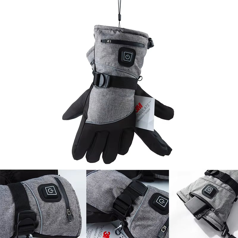 1Pair Heated Gloves Electric Thermal Warmer Gloves Cycling Motorcycle Bicycle Ski Outdoor Activities Equipment Cotton Waterproof