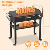 Outdoor Portable Grill Cart for Ninja Woodfire OG700 Series Griddle 28/34 Upgrade Height Quick-Fold Design Black with 4 Swivel