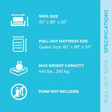 Inflatable Pull-Out Sofa: Velvety Surface, 2-In-1 Valve, Cupholder, Converts to Queen Air Mattress Bed