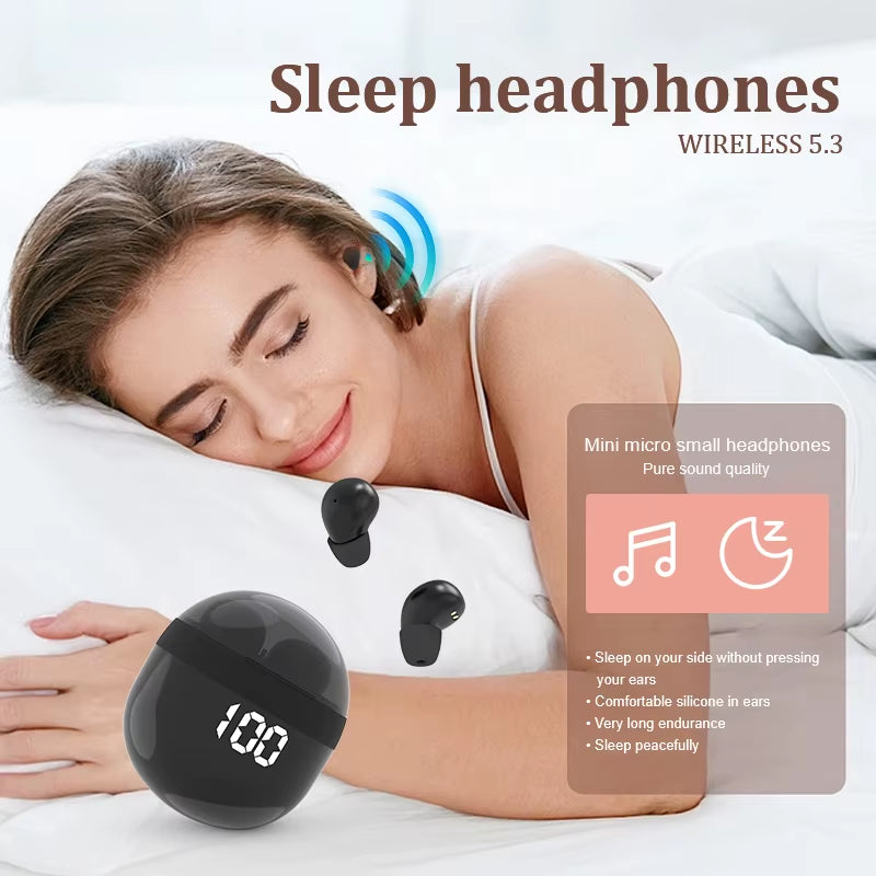 SK18 Heavy Bass Headphones Wireless Bluetooth Earphones Sleeping Headset with Mic Noise Reduction Mini Earbuds for Xiaomi Redmi