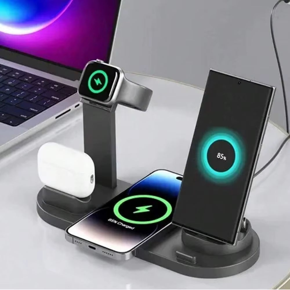 30W 6 in 1 Wireless Charger for  15 14 13 12 11 X Apple Watch Airpods Fast Charging Dock Station for Android Samsung