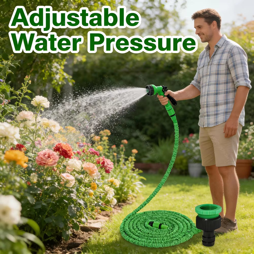 Retractable Magic Hose with High-Pressure Water Gun for Car Washing Garden Watering Multi-Function Cleaning Sprayer for Outdoor