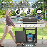 Stainless Steel 36,000 BTU Propane Grill with 3 Burners, Cast Iron Grates, and Side Shelf BBQ Barbecue