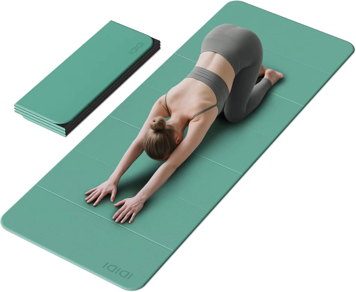 Foldable Yoga Mat Extra Thick & Large (74" X 31.5" X 0.32"), Double-Sided Non Slip & Lightweight Fitness Mat