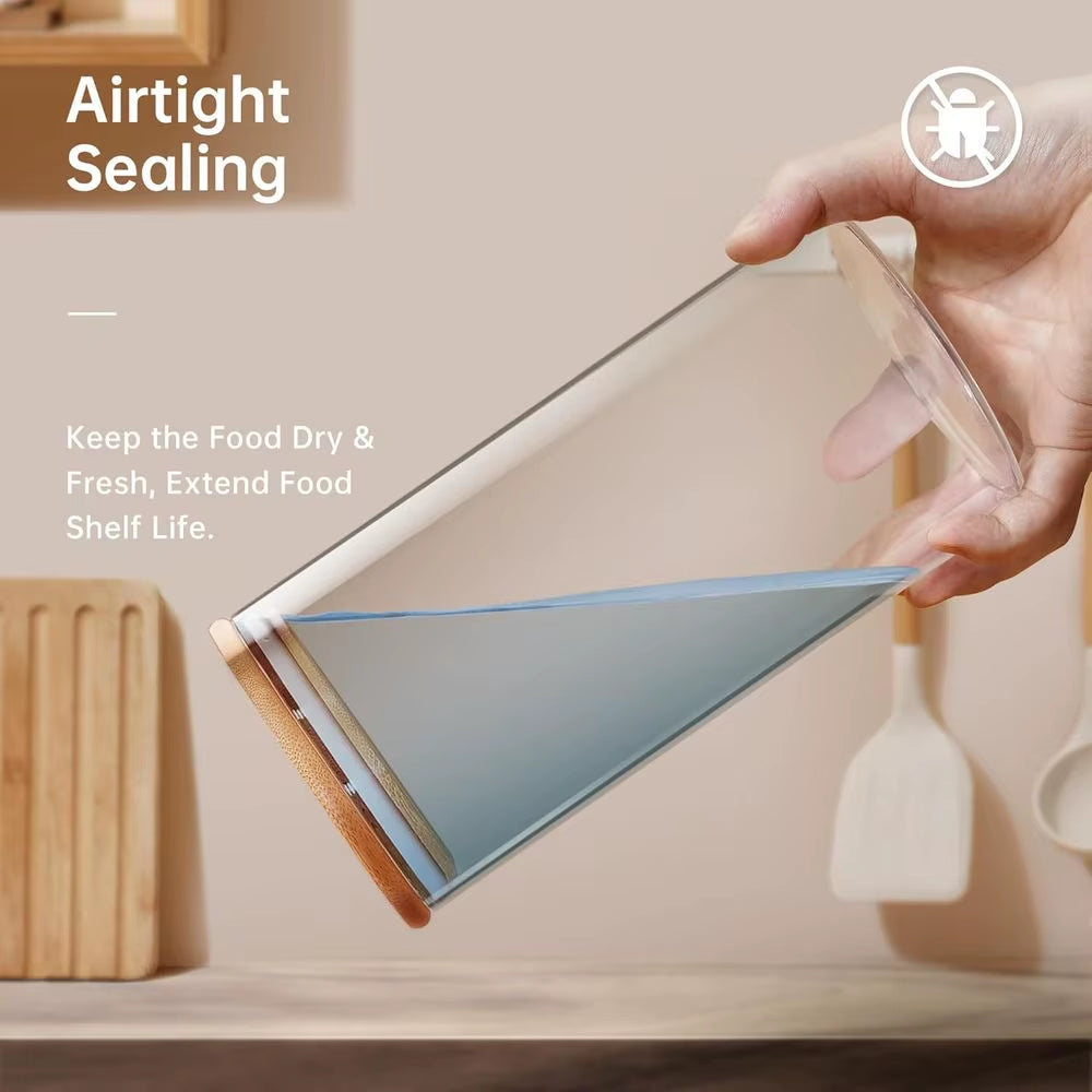 Multi-Size Glass Jars with Bamboo Lids - Airtight Storage Containers for Kitchen Essentials