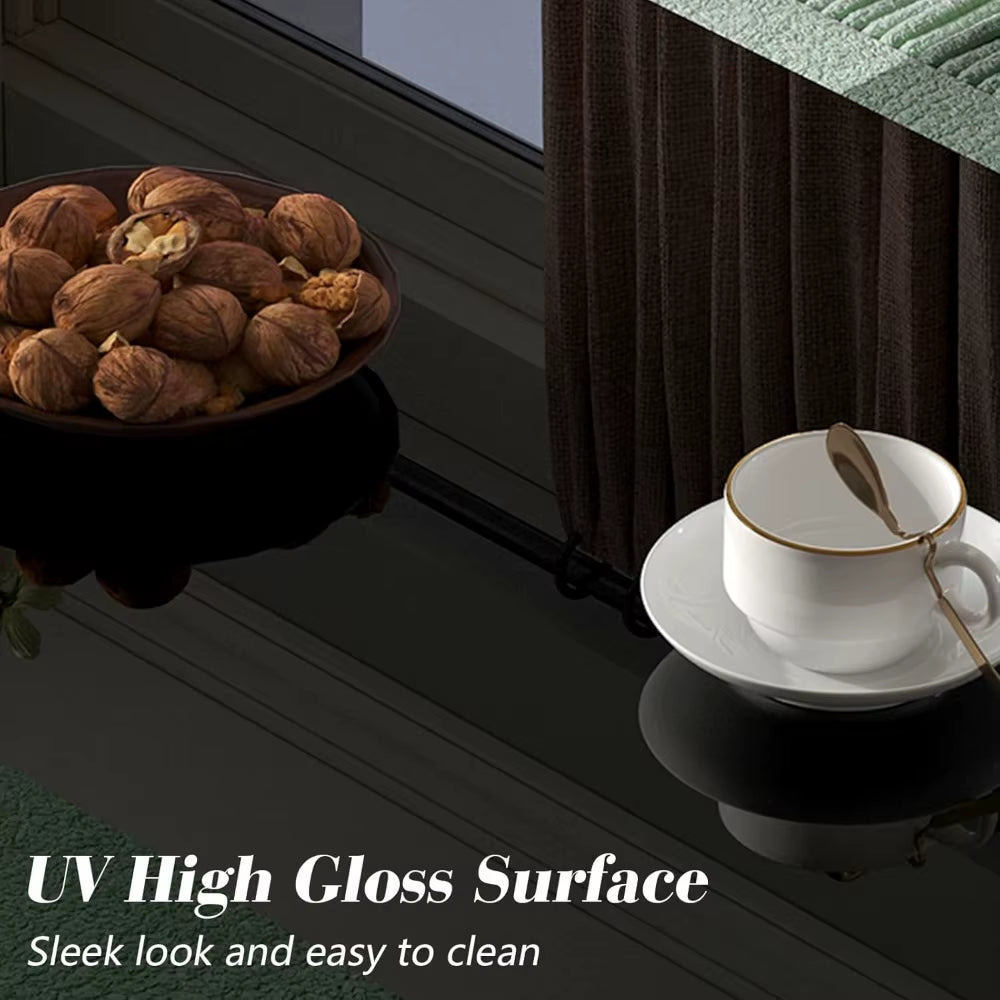 Set of 2 Nightstands with Charging Station and LED Light, Modern Side Table with 2 Drawers and Open Storage Shelf, End Table