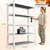 5 Tier Storage Shelves, 2500LBS Adjustable Metal Shelving Unit, White Shelves for Pantry, Kitchen, Garage,, Customized