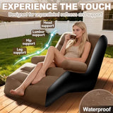 Inflatable Couch for Camping Blow up Couch for Adults with Armrest Waterproof Flocked Surface Inflatable Lounge Chair Indoor Po