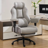 Big and Tall Ergonomic Executive Office Chair with Footrest and Lumbar Support, High Back PU Leather Design