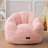 Floral Shaped Plush Faux Fur Sofa with Petal Backrest, Cozy Stuffed Couch for Nursery and Bedroom in Pink