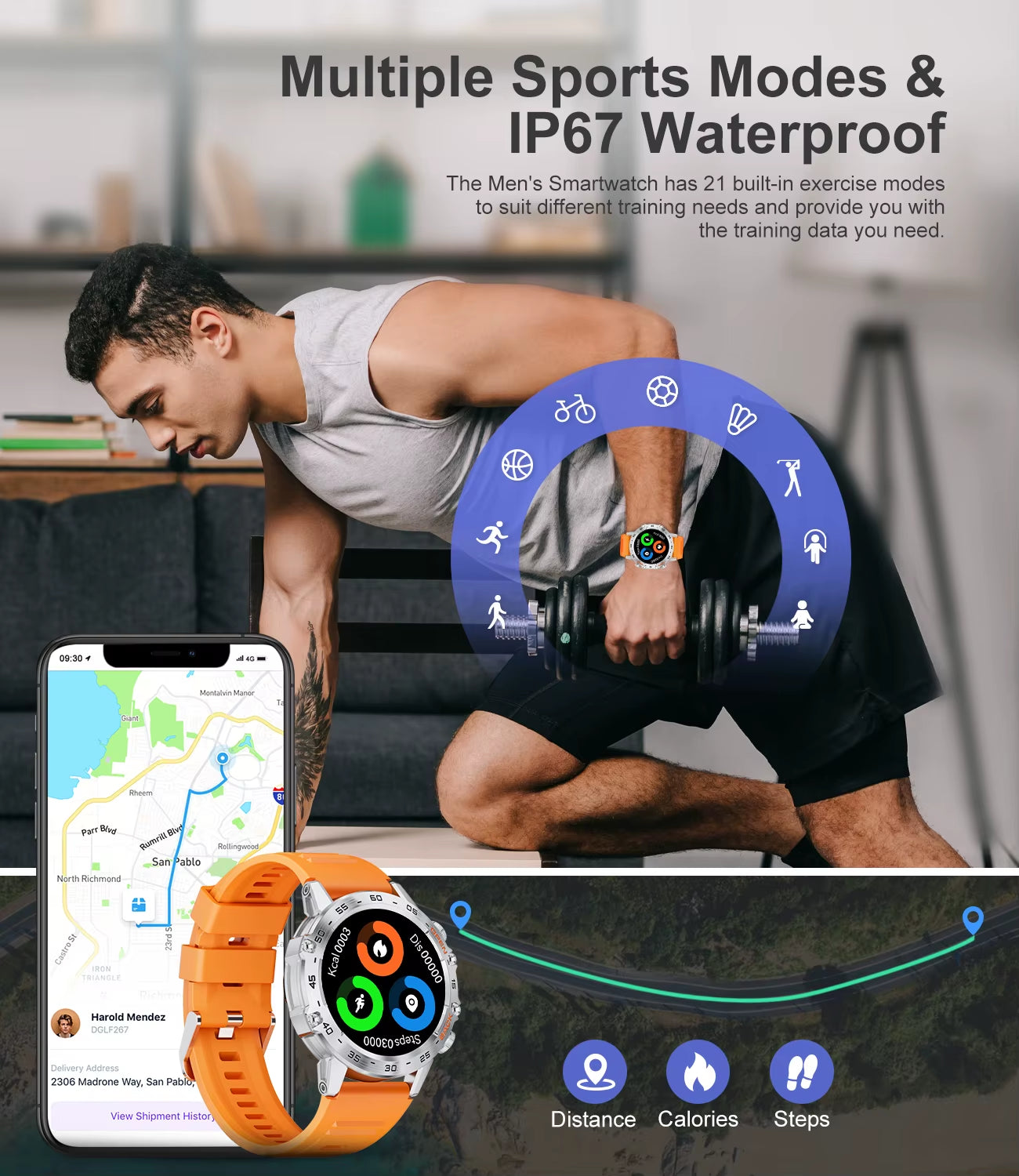 Smart Watch New1.39" Bluetooth Call Men Outdoor Sport Fitness Heart Rate Health Monitoring Smartwatch for Android IOS Phone