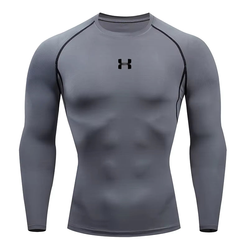 Men Running Compression T-Shirt Long Sleeves Sport Tees Gym Fitness Sweatshirt Male Jogging Tracksuit Homme Athletic Shirt Tops