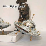 UFO Disco Mirror Ball Retro Reflective UFO Space World Shape DJ Light Modern Home Decor for Party Room Sculptures and Figurines
