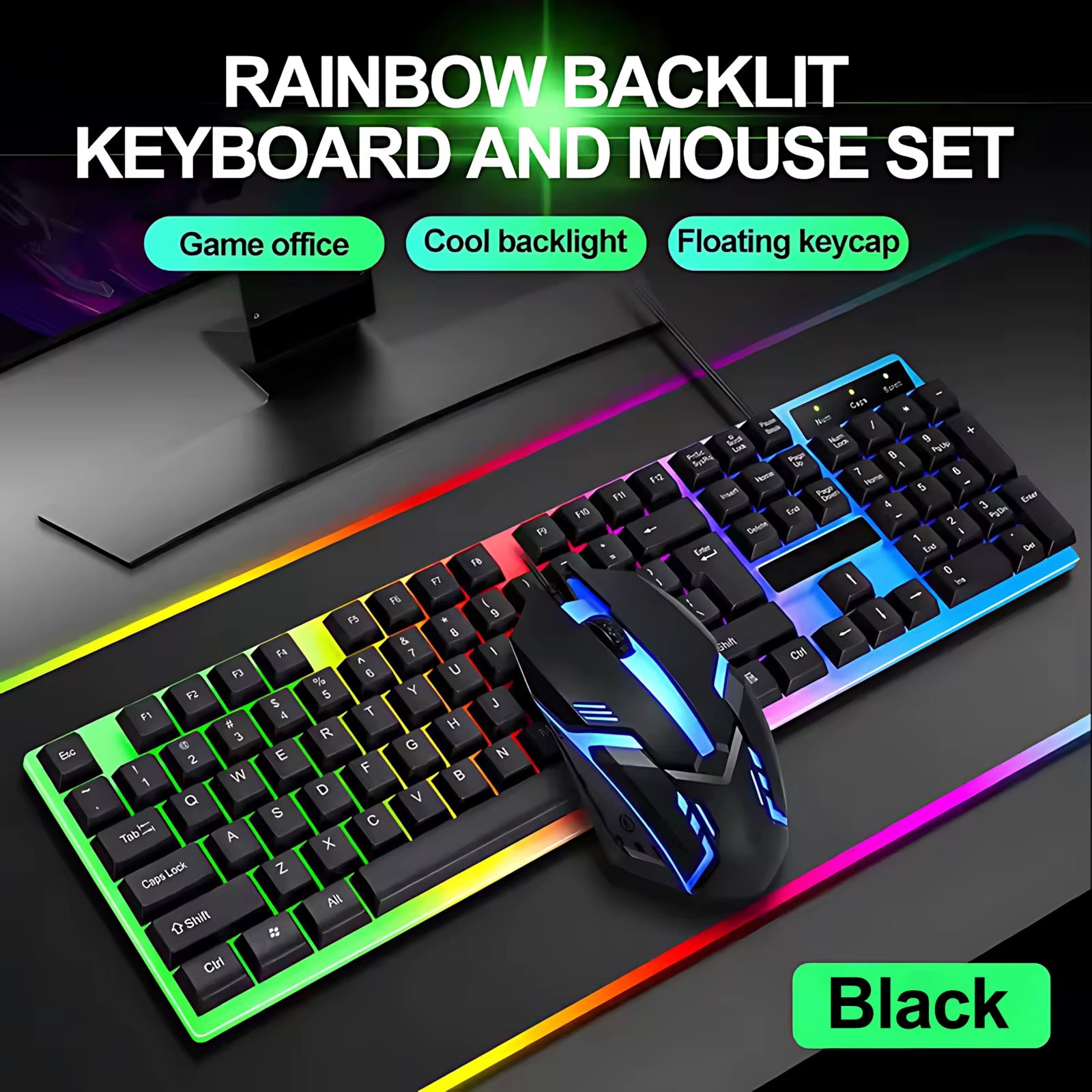 New Wired Keyboard and Mouse Set Usb Luminous Mechanical Keyboard and Mouse Set for PC Laptop Computer Game Office