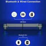 Bluetooth Computer Speakers for PC Desktop Monitor, Gaming PC Sound Bar-Wired Usb-Powered,Superb Stereo Sound,With LED Lighting