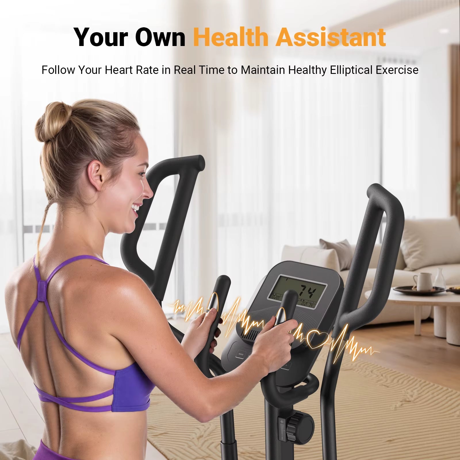 Stride Exercise Machine Elliptical Exercise Machine with 18.5IN Stride Hyper-Quiet Magnetic Dr ...