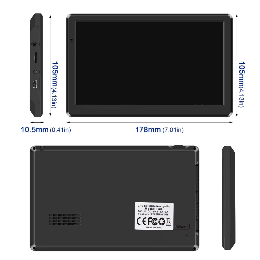 7 Inch HD Car GPS Navigator 256MB+8G Navigation System Touch Screen Portable Navigator USB TF Australia North America Europe Map