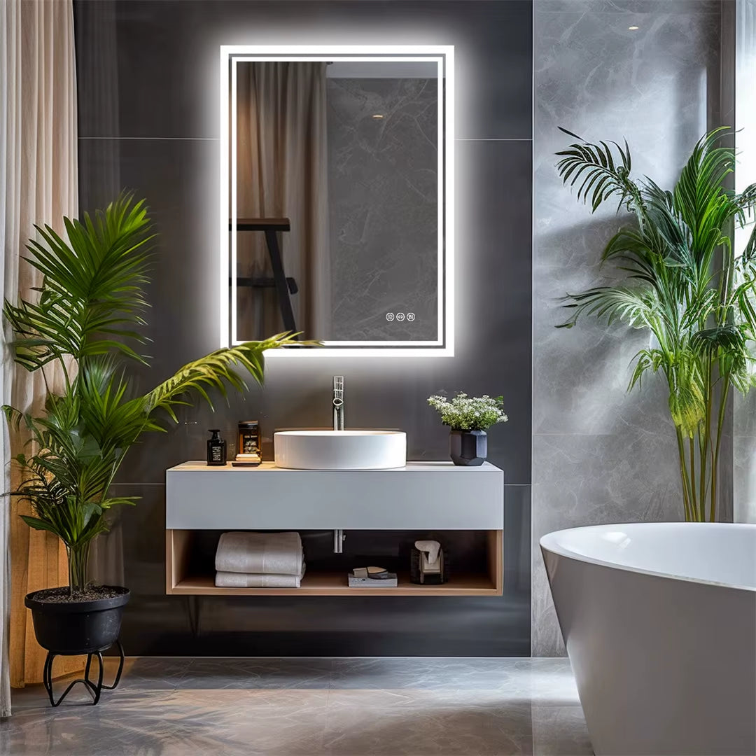 Illuminate LED Backlight Bathroom Mirror Frameless Dimmable Defog Bath/Shower/Shaving Mirror