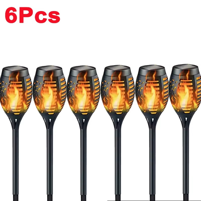 1/2/4/6/8/10Pcs Solar Flame Torch Lights Flickering Light Waterproof Garden Decoration Outdoor Lawn Path Yard Patio Floor Lamps