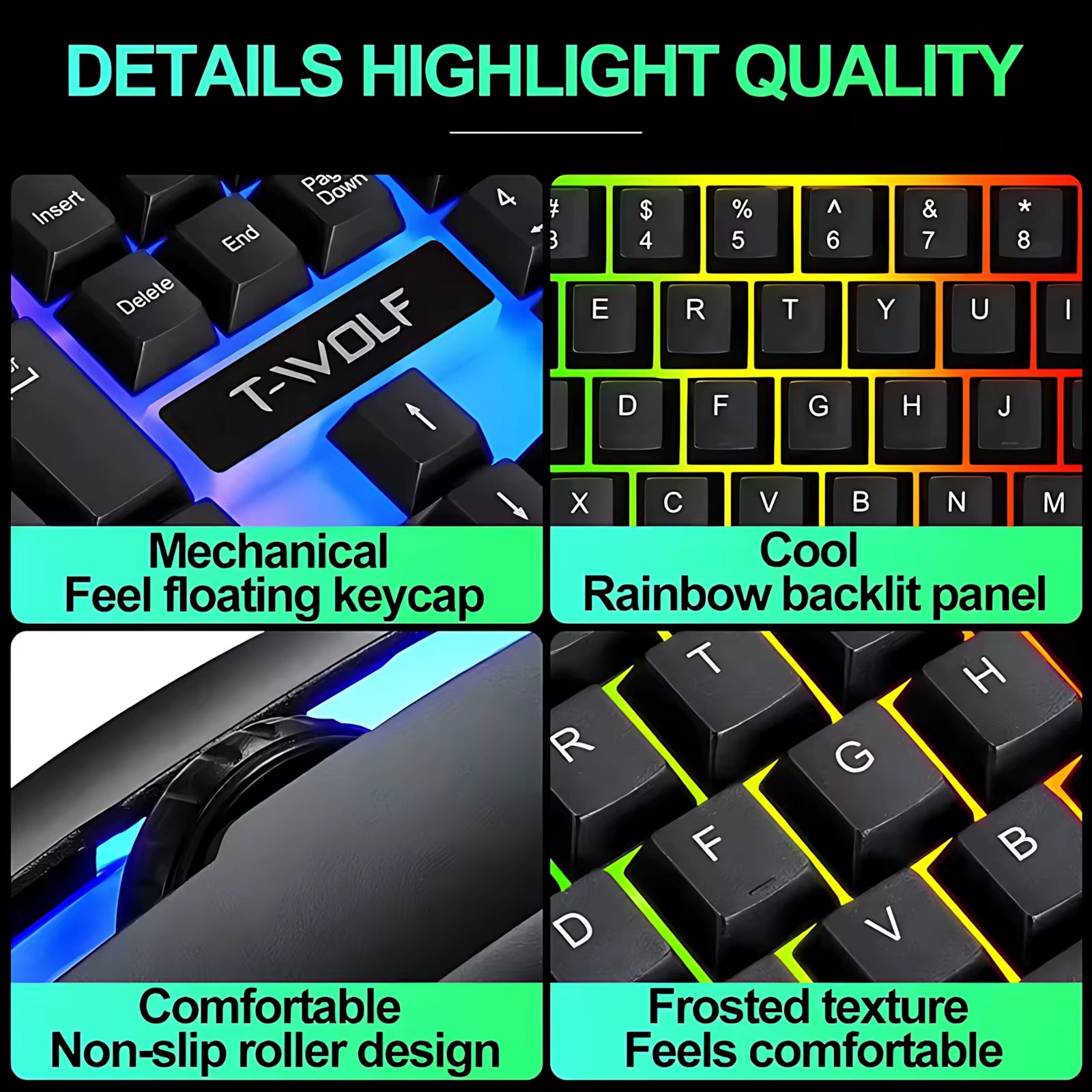 New Wired Keyboard and Mouse Set Usb Luminous Mechanical Keyboard and Mouse Set for PC Laptop Computer Game Office