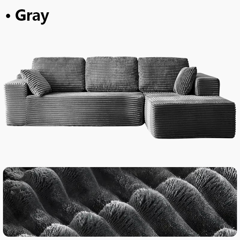 Oversized L Shaped Couch with Chaise, Minimalist Compressed Boneless Couch No Assembly Required, Modular Cloud Sectional Sofa Fo
