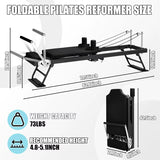 Foldable 78 Pilates Reformer Machine with Springs Cords for Home Workout Heavy Duty Reformer Set in Black up to 400 LBS Capacit