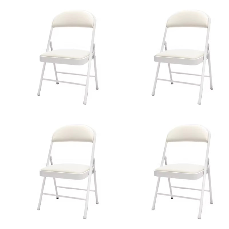 4 Piece Conference Chair Set, Leather Upholstered Folding Chair, Designer Chair with Backrest, Metal Frame Living Room