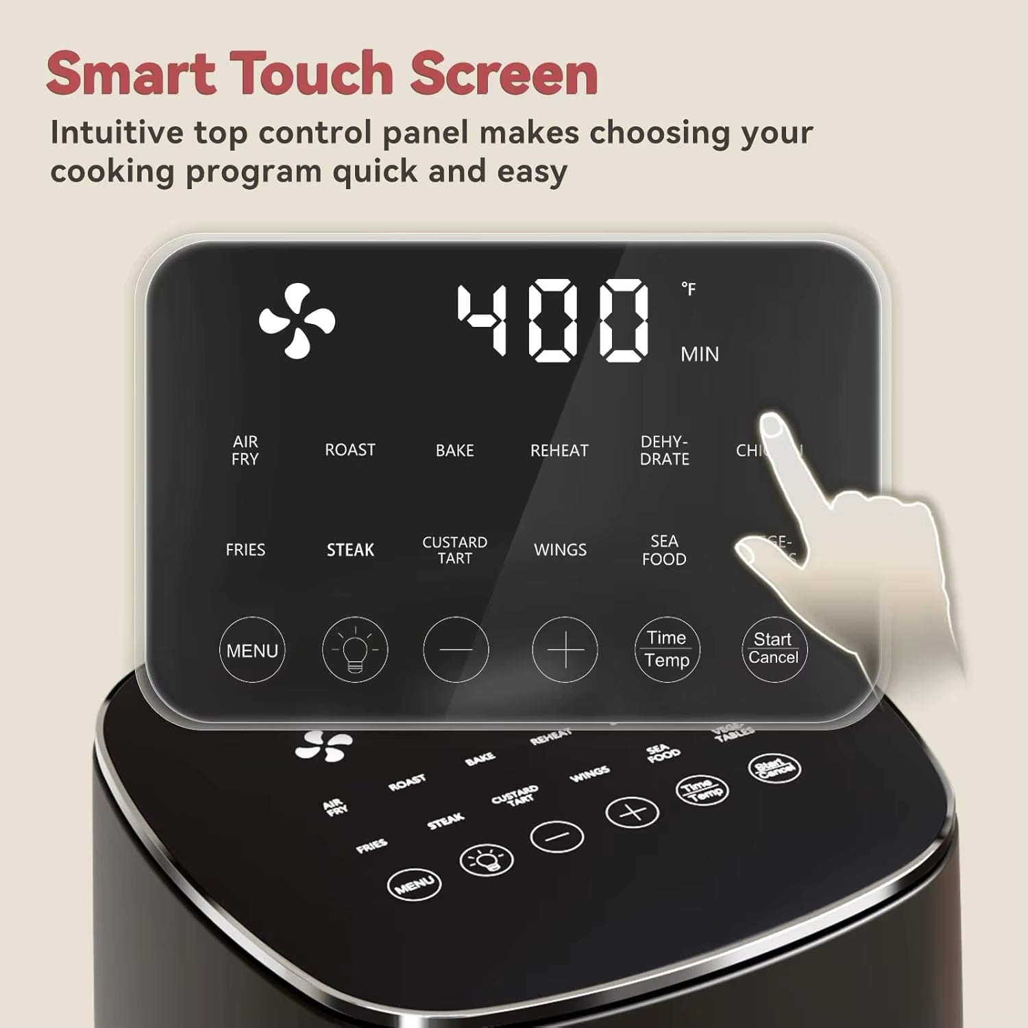 6QT Air Fryer with Viewing Window, 12 Presets, 1700W Fast Cooking, Max 400℉ Crisping, Large Nonstick Basket