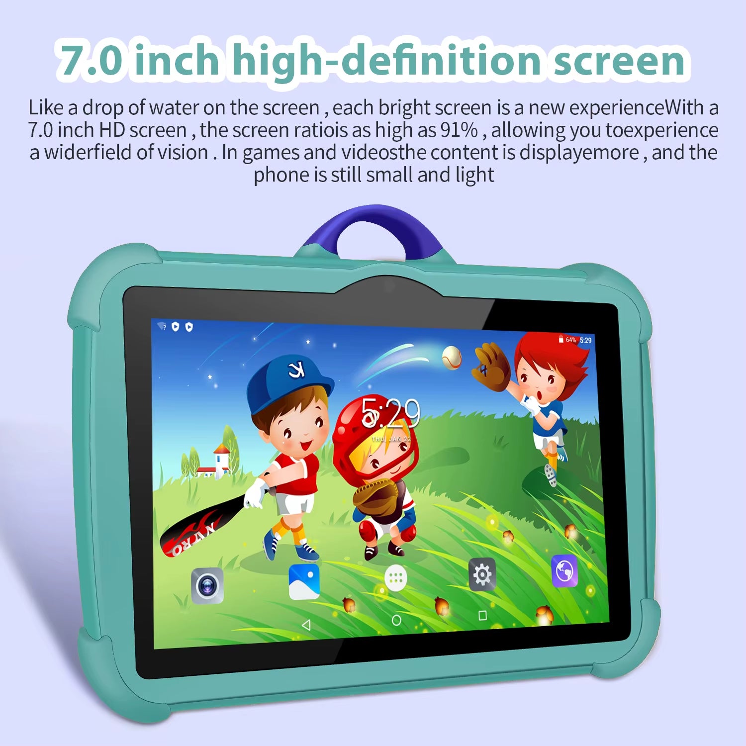 2025 New 7-Inch 5G Wi-Fi Tablet for Kids - Quad-Core, 4GB RAM, 64GB ROM, Google Education Version with Dual Cameras