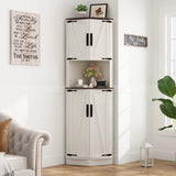 Bathroom Storage Tall Cabinet with Doors, 67" Corner Storage Cabinet with Barn Doors and Adjustable Shelf for Kitchen Bathroom