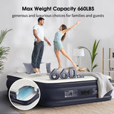 Queen Air Mattress with Built-In Pump, 18'' Inflatable Bed, Fast Self-Inflation in 3 Mins, Flocked Top for Home and Camping