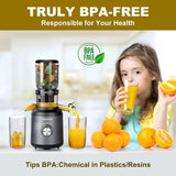 Cold Press Juicer with 4.2Inch Large Feed Chute for Whole Fruits and Vegetables Slow Juicing Extraction Machine with 250W Masti