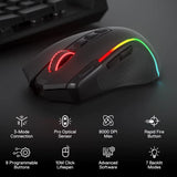 M612 PRO BT & 2.4RGB Gaming Mouse, 8000 DPI Wired/Wireless Optical Gamer Mice 11 Programmable Buttons & 6 Backlit Modes