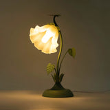 Green Floral Design Acrylic Desk Lamp Retro Bedroom Bedside Lamps Table Light Iron Art Desk Lamp LED Table Light Room Decor
